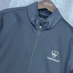 Topgolf Mens Full Zip Performance Jacket Black Fleece Lined Mock Neck Large